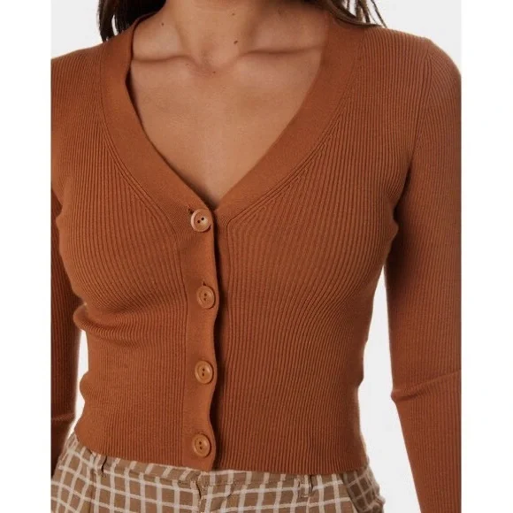 RUSTY | Cali Long Sleeve Cardigan Knit Top Butterscotch - Picture 3 of 5